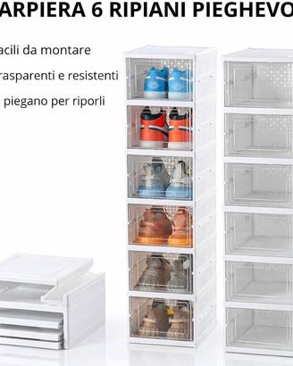 SCARPIERA 6 RIPIANI PIEGHEVOLE BIANCO E TRASPARENT
