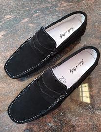 Scarpe Uomo Mocassini Camoscio Nero numero 42