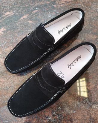 Scarpe Uomo Mocassini Camoscio Nero numero 42