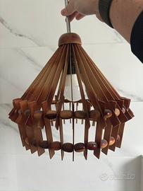 Lampadario a sospensione vintage in legno