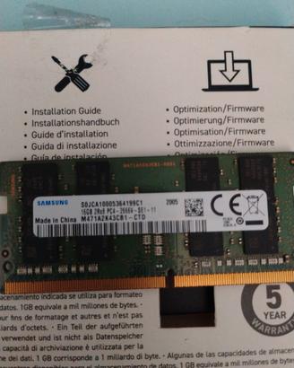 Ram DDR4 16gb Samsung  notebook