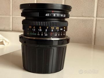 Ottica Mamiya 43 mm f 4,5 con mirino esterno