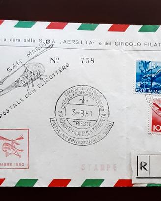 Primo volo postale con elicottero Trieste- San Mar