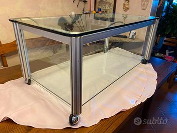 TAVOLINO IN CRISTALLO PORTA TV E STEREO