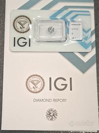 0.73 D VS1 3EX N Diamante NATURALE Certificato IGI