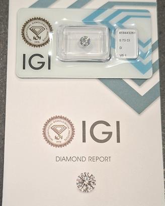0.73 D VS1 3EX N Diamante NATURALE Certificato IGI