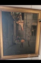 Grande olio su tela 117 x 96  cornice dorata. 