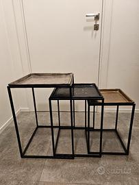 set tavolini in metallo