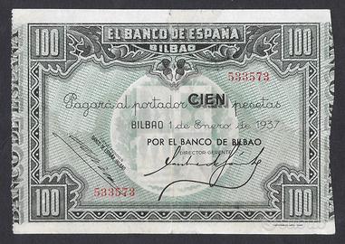 banconota 100 pesetas bilbao 1937