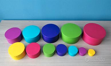 12 Scatole rotonde colorate