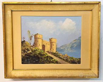 Dipinto olio su legno – Castello medievale