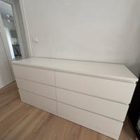 Cassettiera 6 cassetti bianca 160X78