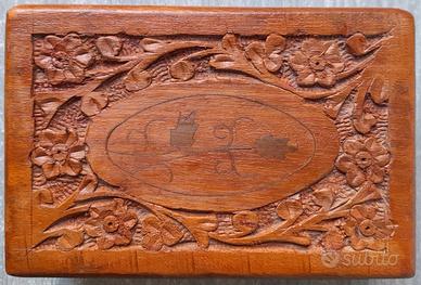 Bauletto Cofanetto Portagioie Scatola Antico Legno