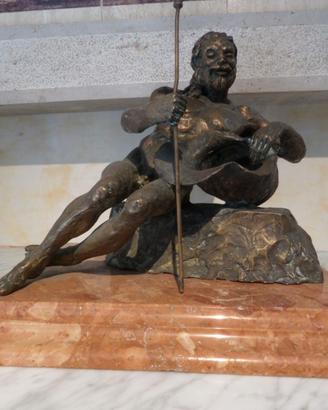POSEIDONE IN BRONZO CON BASE IN MARMO ROSSO ASIAGO