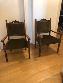 Elegante Coppia di Poltroncine / Sedie Capotavola