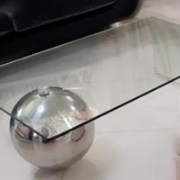 Tavolino Moderno in Vetro Temperato con Base a Sfe