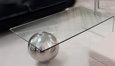 Tavolino Moderno in Vetro Temperato con Base a Sfe