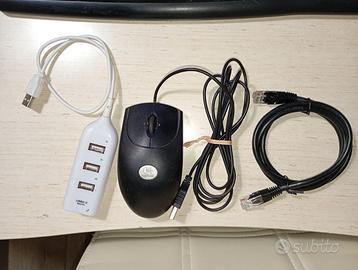 MOUSE + HUB + CAVO LAN