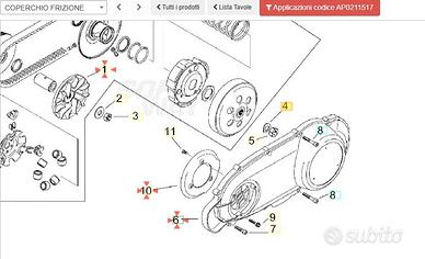 Coperchio frizione Aprilia Leonardo 125 AP0211517