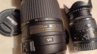 Obiettivo Nikkor AF-S DX 18-55  e tele 55-300 VR