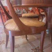 Set Tavolo e Sedie Stile Impero in legno e marmo