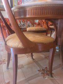 Set Tavolo e Sedie Stile Impero in legno e marmo