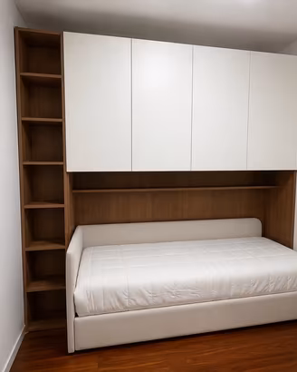 Armadio a Ponte con Letto e Cassettone