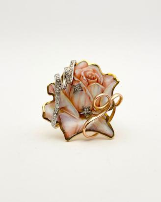 Anello oro 18KT con smalti e diamanti, RIVALTA