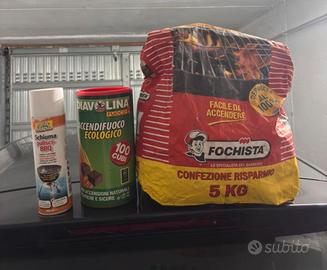 Carbonella + diavolina + schiuma pulisci barbecue