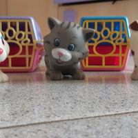 Animali giocattolo gattini,coniglietti con gabbia