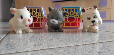 Animali giocattolo gattini,coniglietti con gabbia