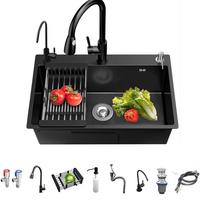 Lavello Cucina 1 Vasca in Acciaio Inox 80x50 Nero