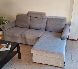 Divano 3 posti con penisola grigio moderno