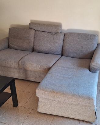 Divano 3 posti con penisola grigio moderno