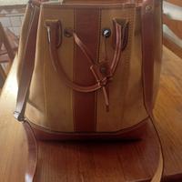 borsa grande in cuoio e pelle scamosciata 