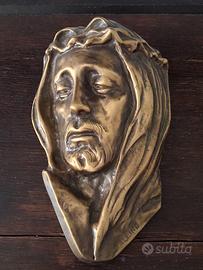 Scultura vintage in bronzo dorato,  firma, Cristo