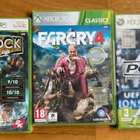 3 giochi xbox 360, bioshock far cry 4 pes 2012