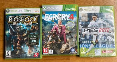 3 giochi xbox 360, bioshock far cry 4 pes 2012