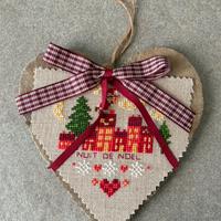 Cuore Decorazione di Natale Ricamato Punto Croce