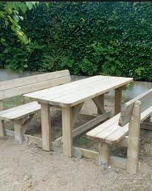 Kit Pic Nic: 2 panche + tavolo in legno massello