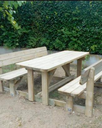 Kit Pic Nic: 2 panche + tavolo in legno massello