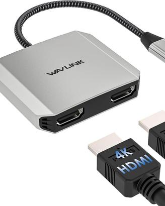 Adattatore HDMI doppio HDMI 4k a 60 Hz, 100 W 