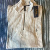Felpa Quarter Zip Ralph Lauren Grigia