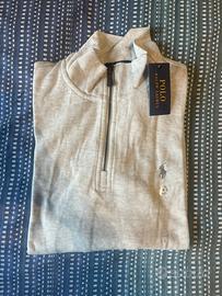 Felpa Quarter Zip Ralph Lauren Grigia