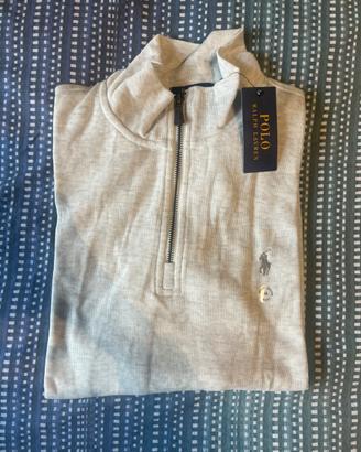 Felpa Quarter Zip Ralph Lauren Grigia