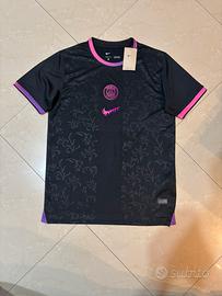 Maglietta PSG Nike nera don dettagli rosa