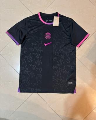 Maglietta PSG Nike nera don dettagli rosa