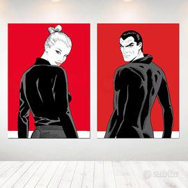 Set 2 Quadri Diabolik Dipinti a Mano Pop Art