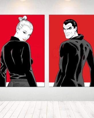 Set 2 Quadri Diabolik Dipinti a Mano Pop Art