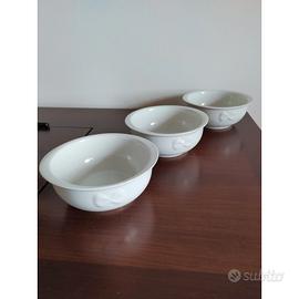 Set tre ciotoline di porcellana bianca